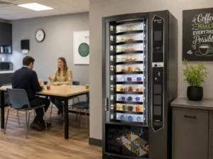 smart fridge vending in an office breakout area