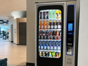 cold drinks vending machines in a gym