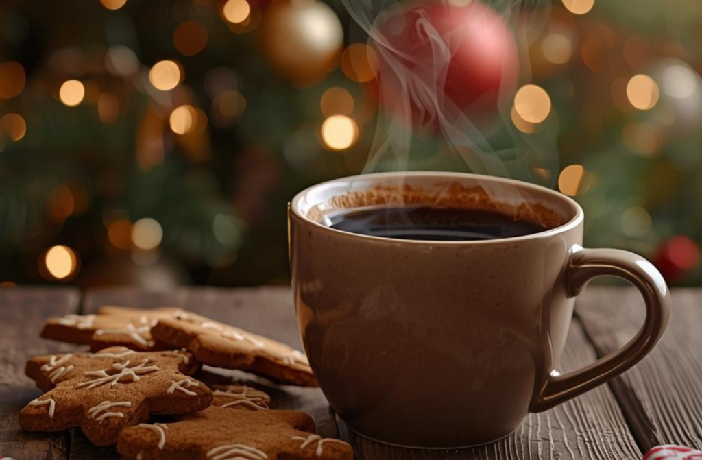 Festive vending machine, Christmas tree with coffee